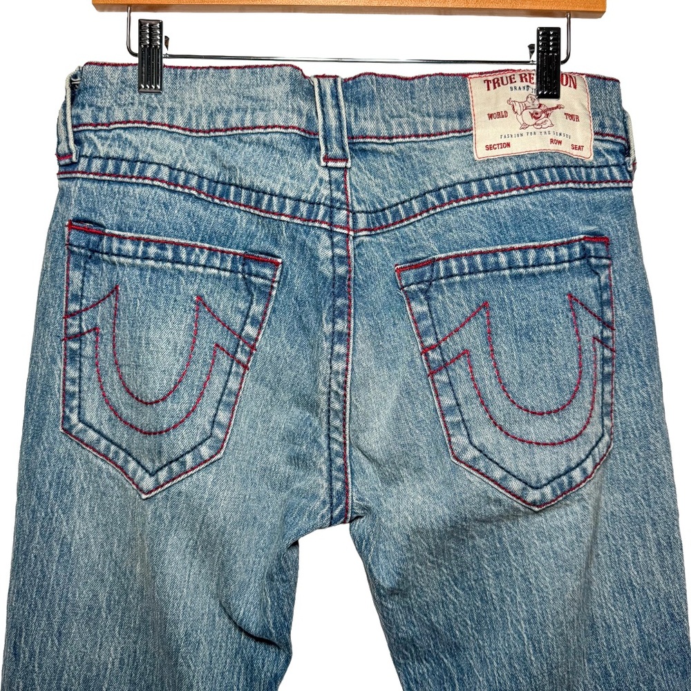 True Religion Mens Rocco Big T Relaxed Skinny Jeans 32x31 Red Stitch Y2K Stretch - Picture 4 of 14